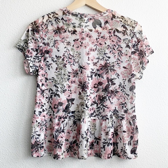 Full Titlt Floral Mesh Peplum Blouse - Picture 2 of 7